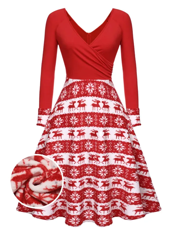 Red 1950s Christmas Patchwork Swing Dress sold by Retro Stage