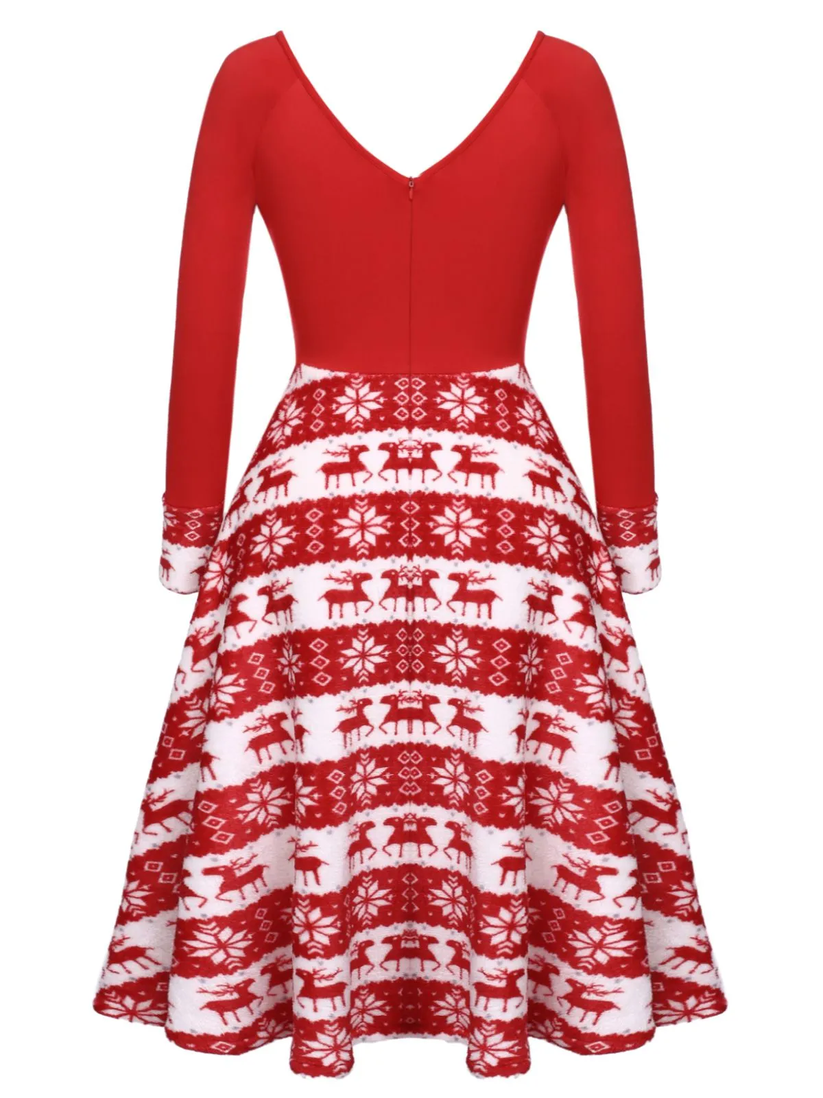 Red 1950s Christmas Patchwork Swing Dress sold by Retro Stage product image thumbnail 4