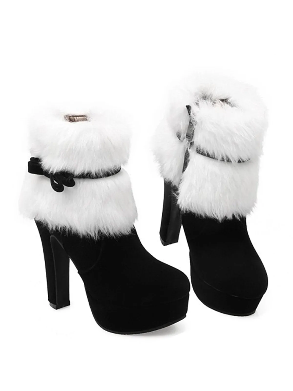 Retro Christmas Short Plush High Heel Shoes sold by Retro Stage product image thumbnail 3
