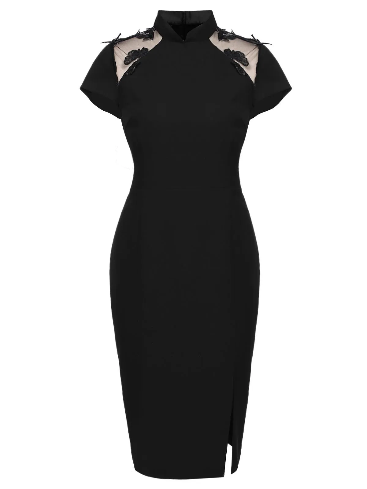 Black 1960s Butterfly Backless Pencil Dress sold by Retro Stage product image thumbnail 4