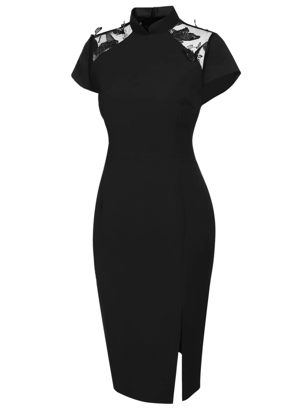 Black 1960s Butterfly Backless Pencil Dress sold by Retro Stage product image thumbnail 5