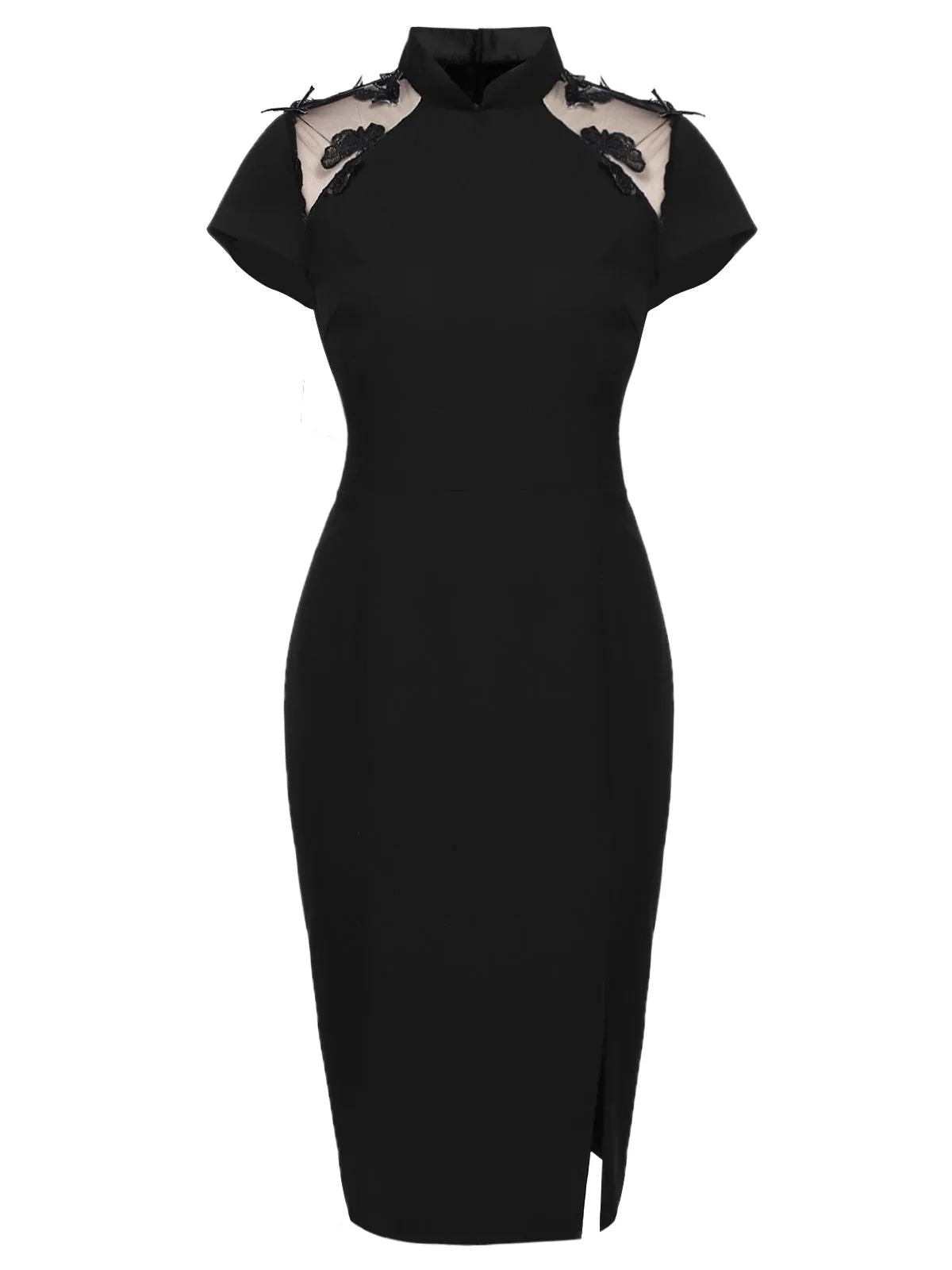 Black 1960s Butterfly Backless Pencil Dress sold by Retro Stage product image thumbnail 4