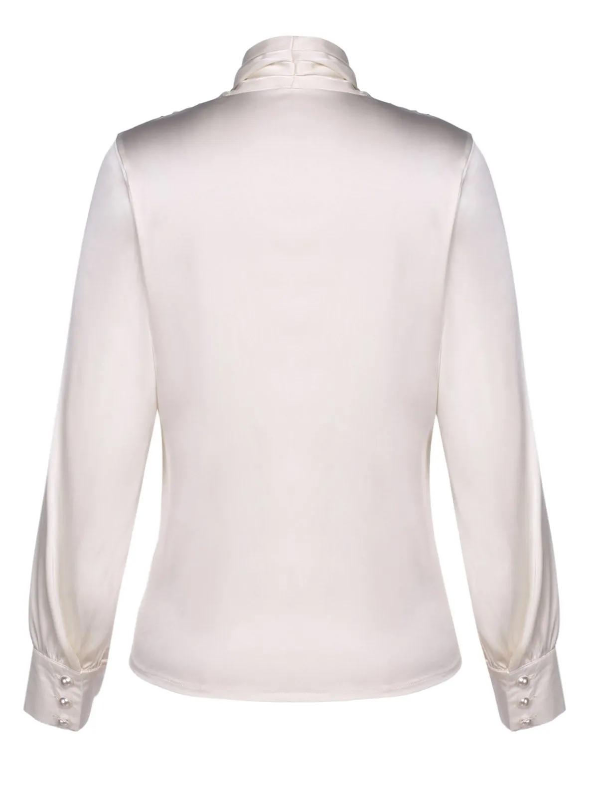 Ivory 1930s Solid Long Sleeve Blouse sold by Retro Stage product image thumbnail 3
