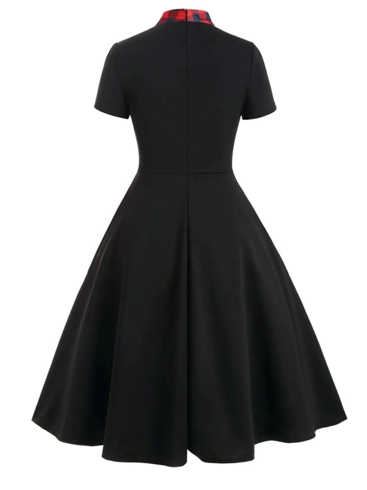 1950s Plaid Patchwork Bow Swing Dress sold by Retro Stage product image thumbnail 3