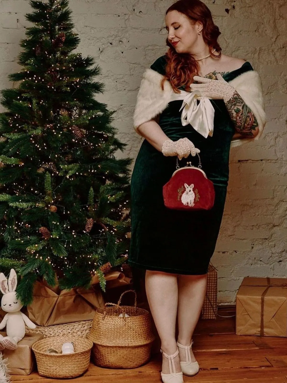 1960s Off Shoulder Velvet Bodycon Dress sold by Retro Stage product image thumbnail 2