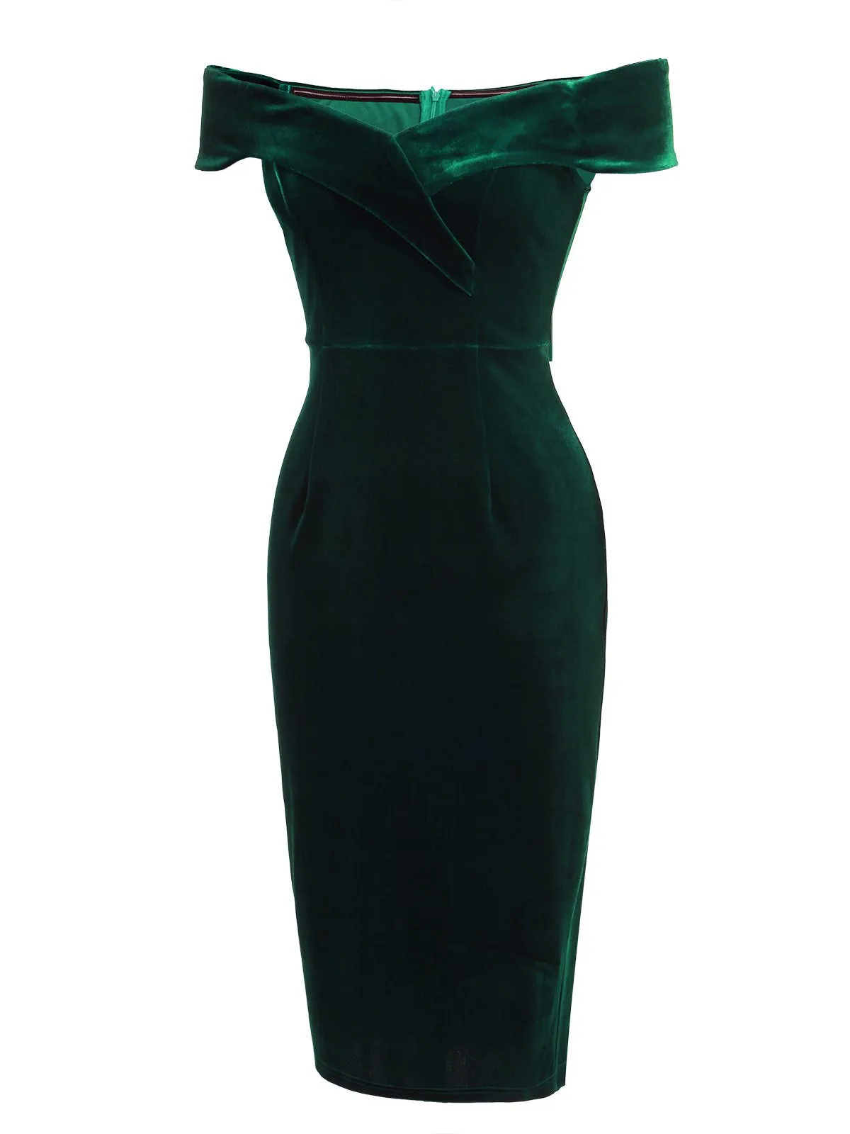 1960s Off Shoulder Velvet Bodycon Dress sold by Retro Stage product image thumbnail 4