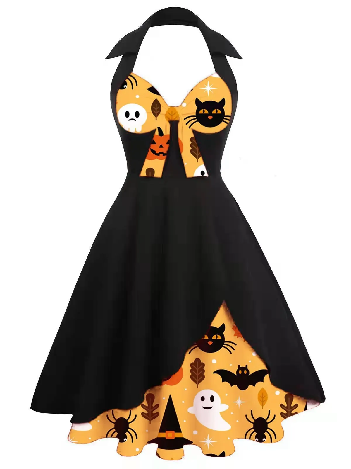 1950s Bow Halter Patchwork Swing Dress sold by Retro Stage