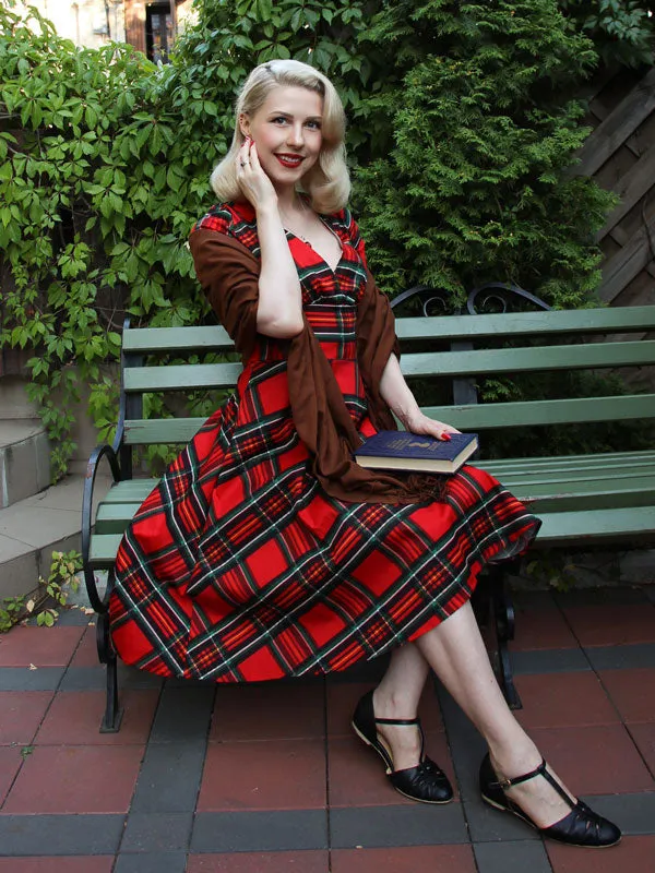 1950s Plaid Sweetheart Fold Swing Dress sold by Retro Stage product image thumbnail 2