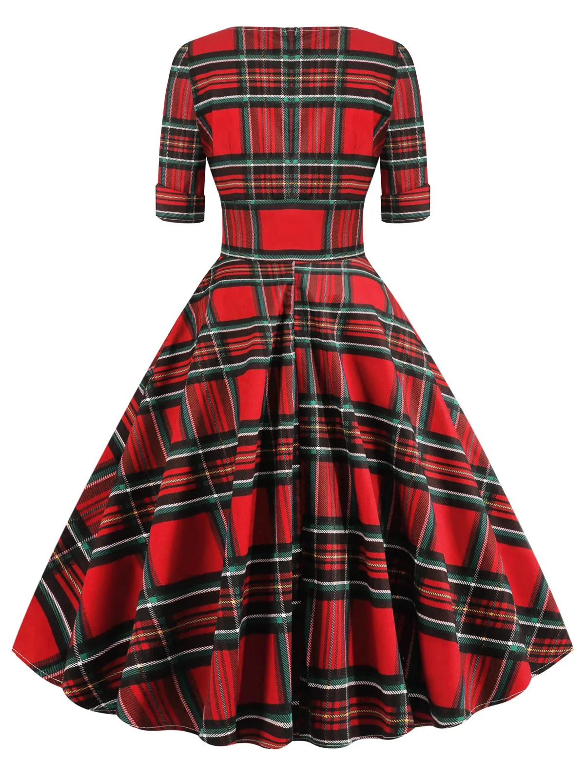 1950s Plaid Sweetheart Fold Swing Dress sold by Retro Stage product image thumbnail 4