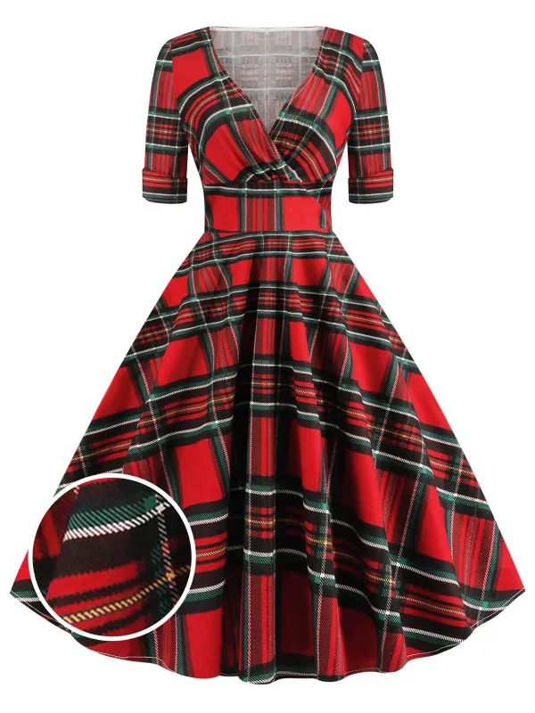 1950s Plaid Sweetheart Fold Swing Dress sold by Retro Stage