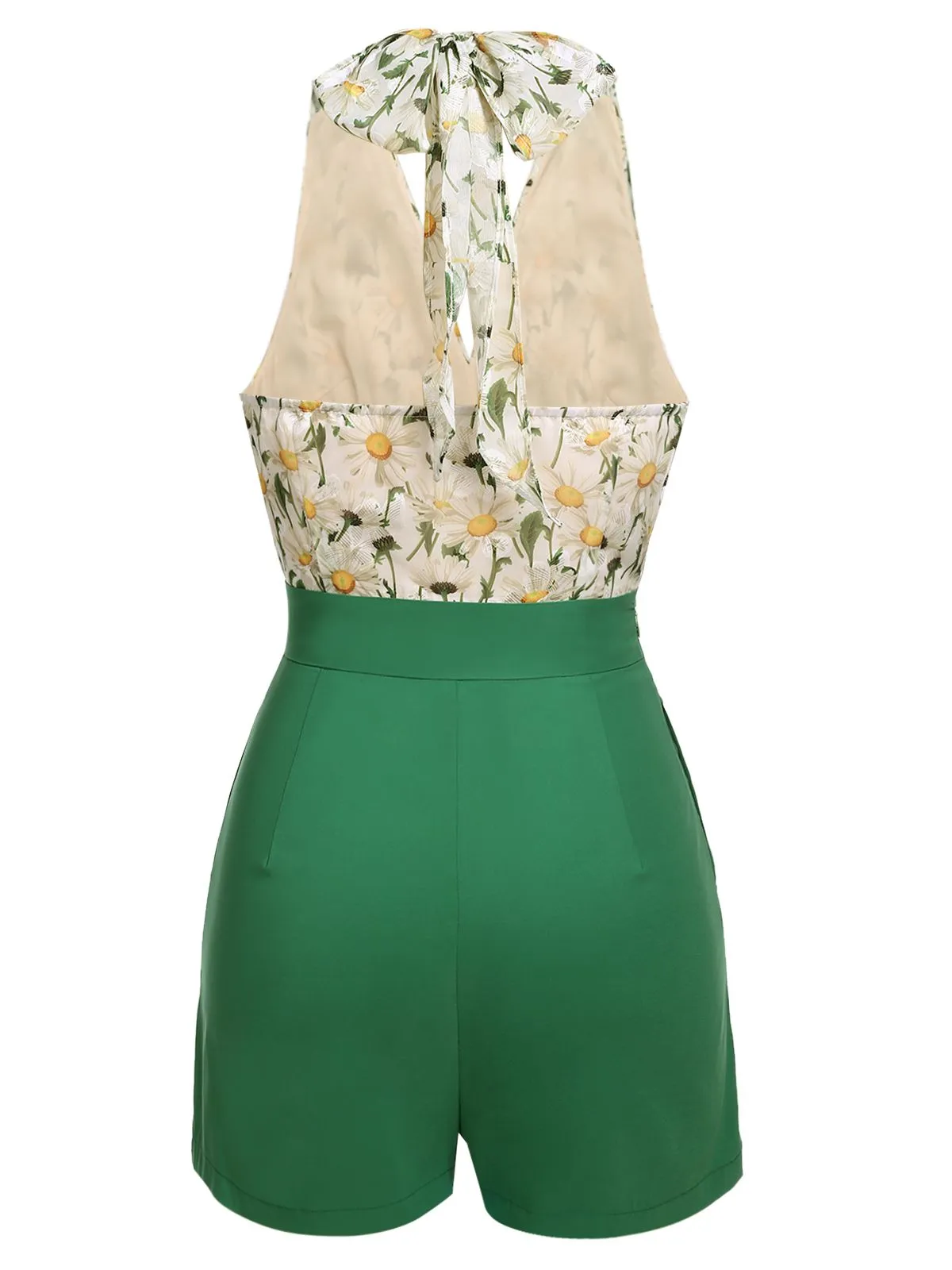 1950s Floral Halter Button Lace-up Romper sold by Retro Stage product image thumbnail 4