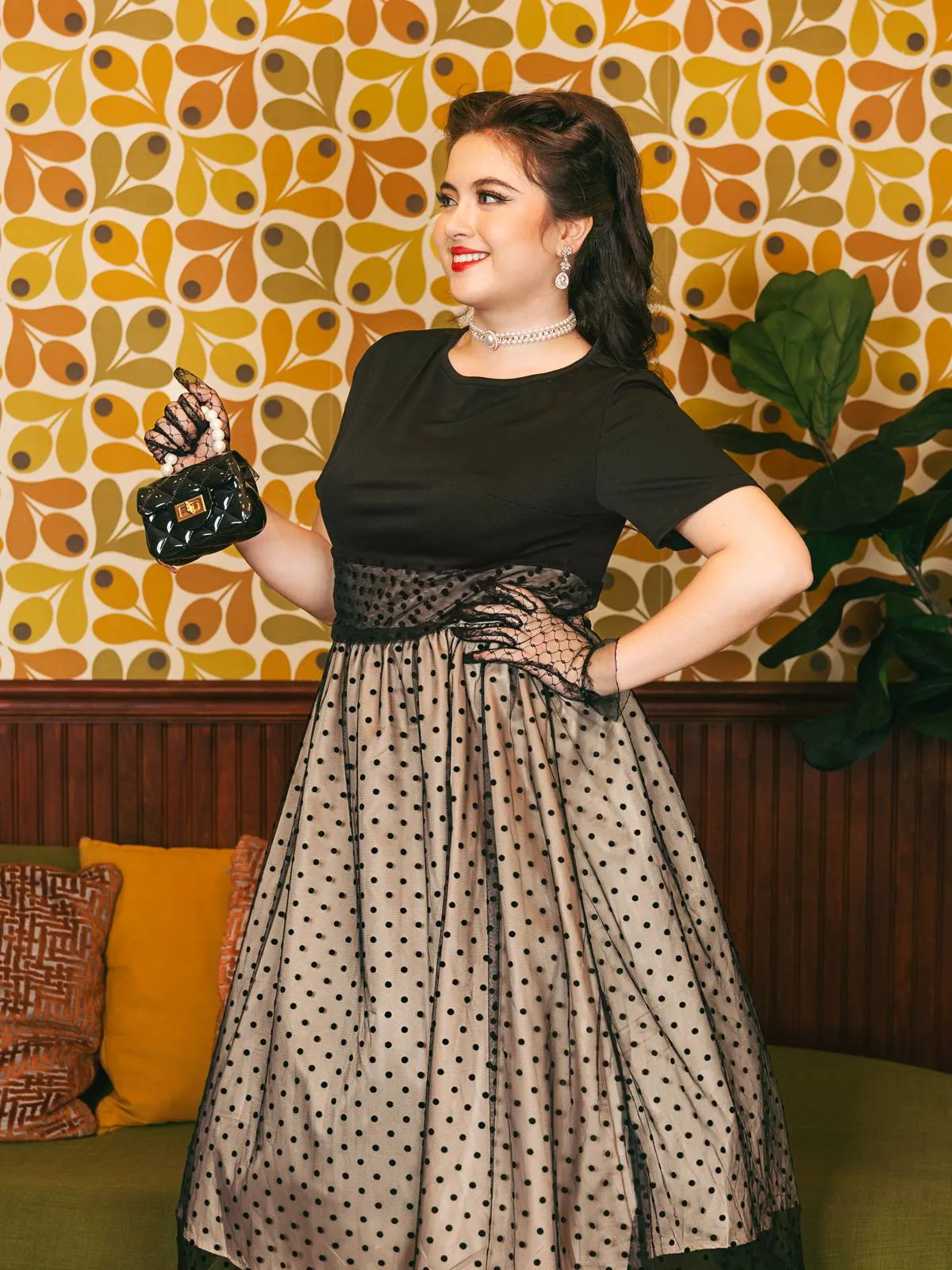 Black 1950s Polka Dot Swing Dress sold by Retro Stage product image thumbnail 2