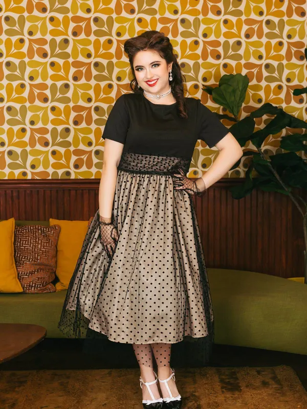 Black 1950s Polka Dot Swing Dress sold by Retro Stage