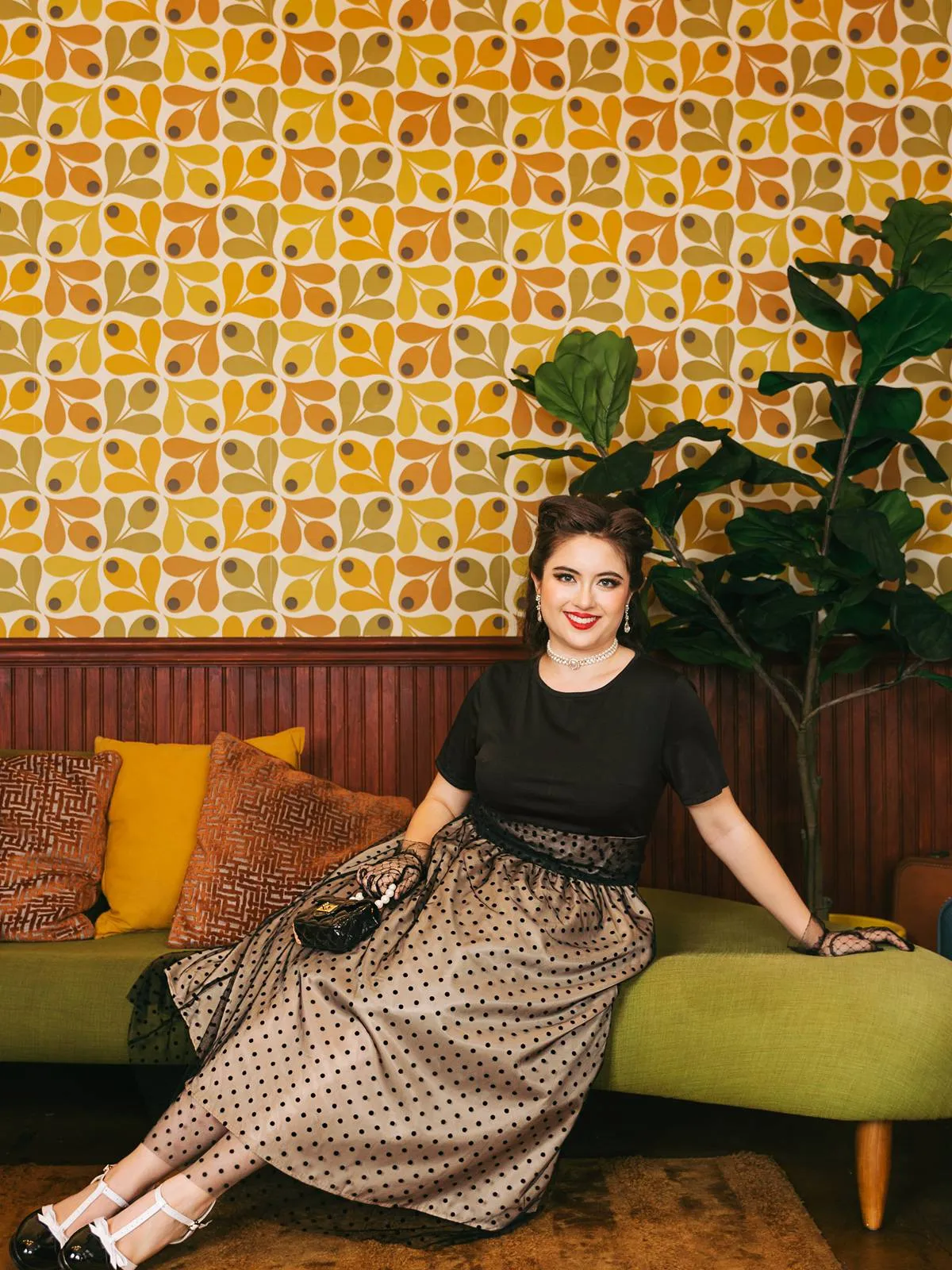 Black 1950s Polka Dot Swing Dress sold by Retro Stage product image thumbnail 4