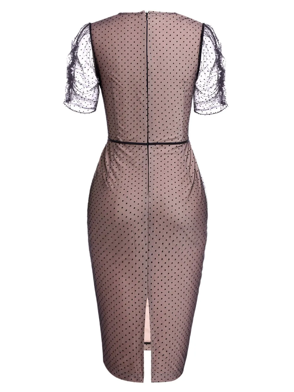 Pink 1960s Polka Dot Mesh Pencil Dress sold by Retro Stage product image thumbnail 4