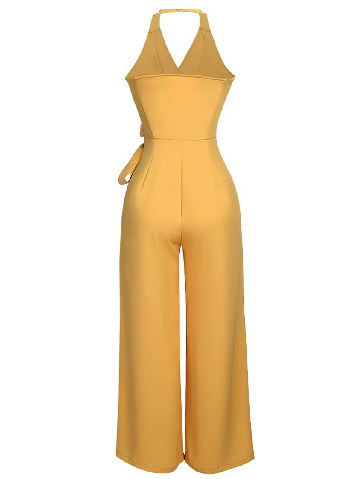 Yellow 1930s Halter Lace-Up Jumpsuit sold by Retro Stage product image thumbnail 4