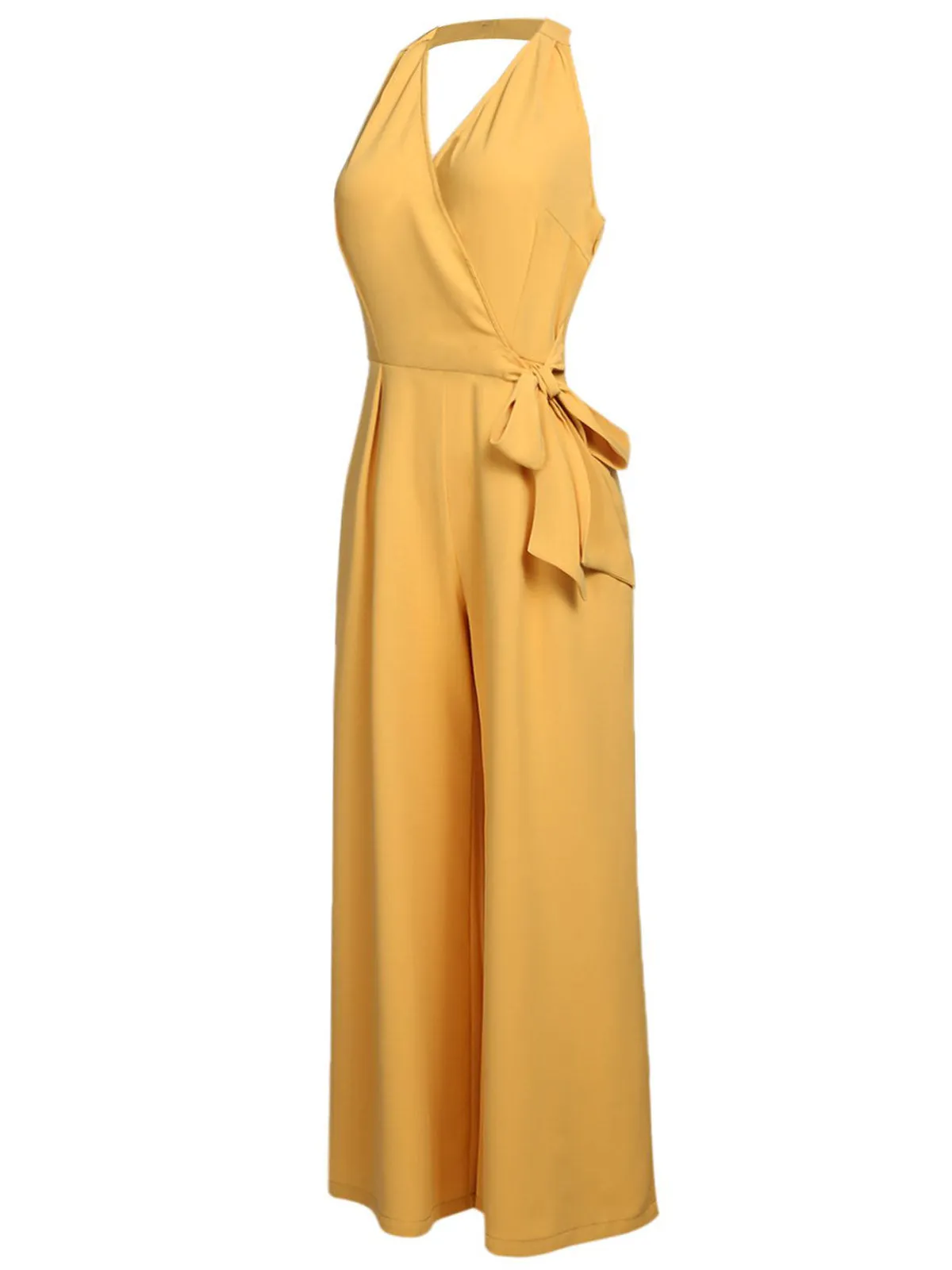 Yellow 1930s Halter Lace-Up Jumpsuit sold by Retro Stage product image thumbnail 3