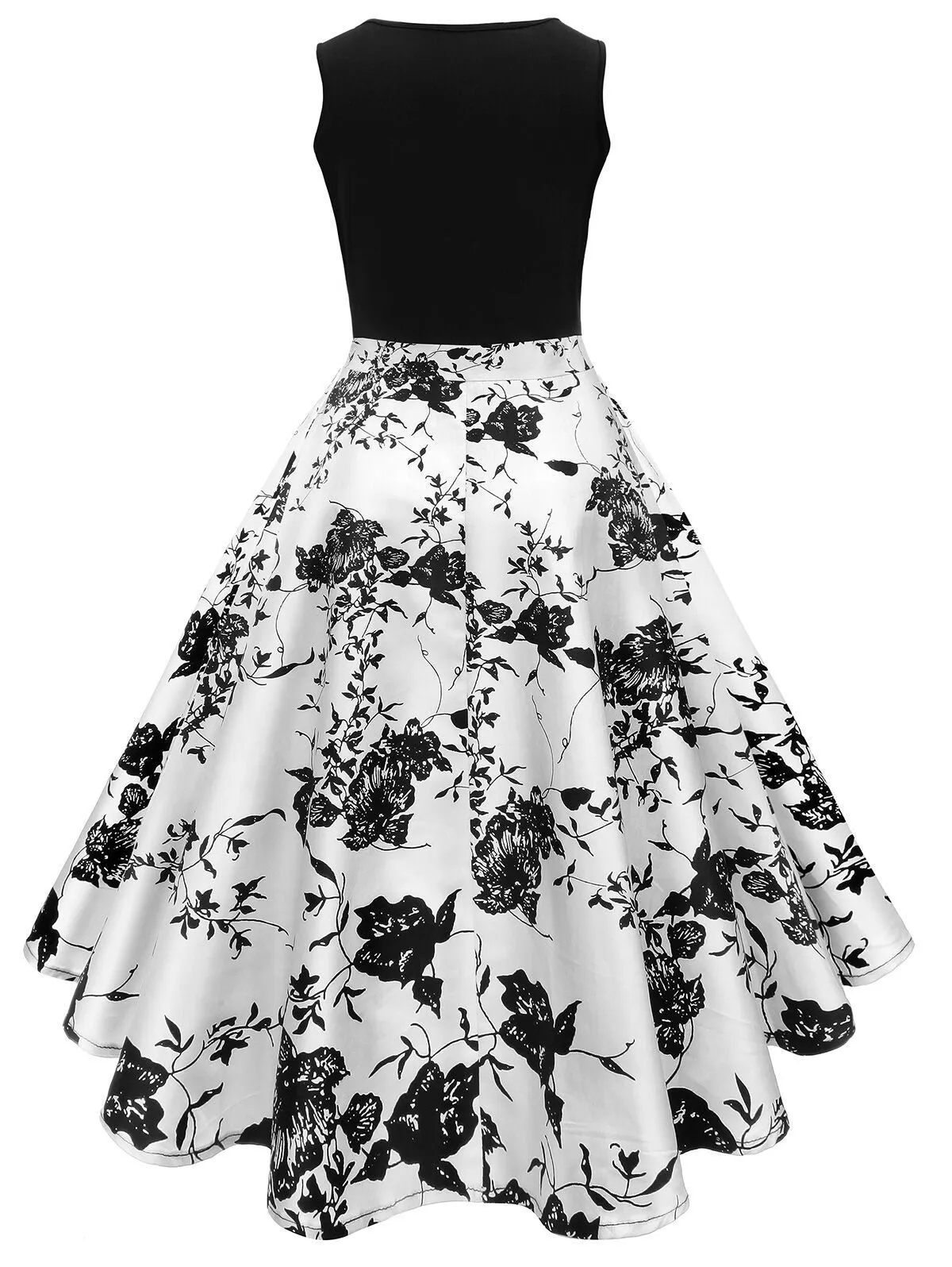 Black 1950s Floral Swing Dress sold by Retro Stage product image thumbnail 3