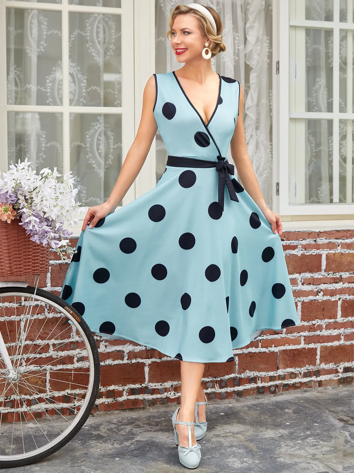 1950s Bow Polka Dot Swing Dress sold by Retro Stage product image thumbnail 2