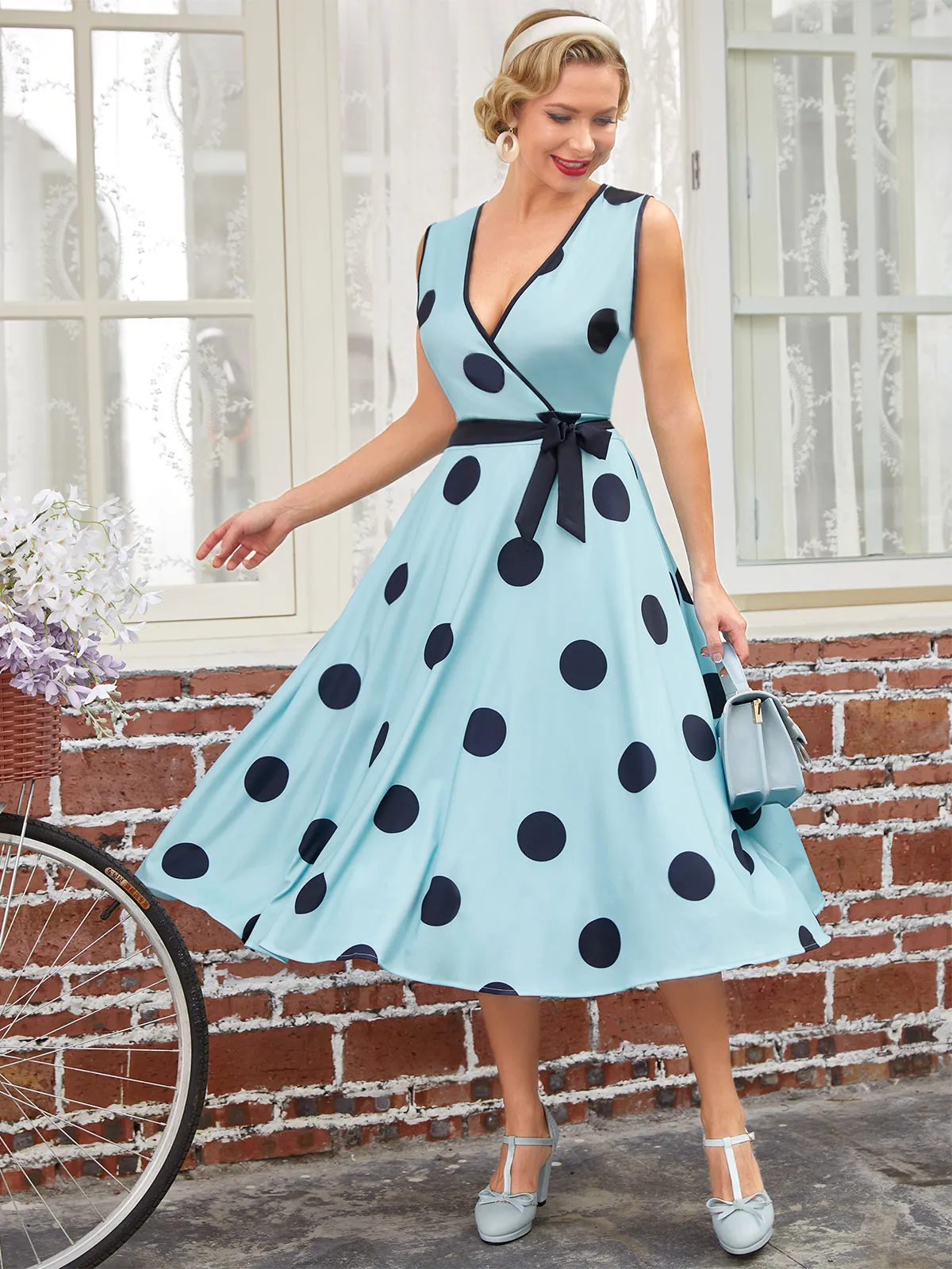 1950s Bow Polka Dot Swing Dress sold by Retro Stage