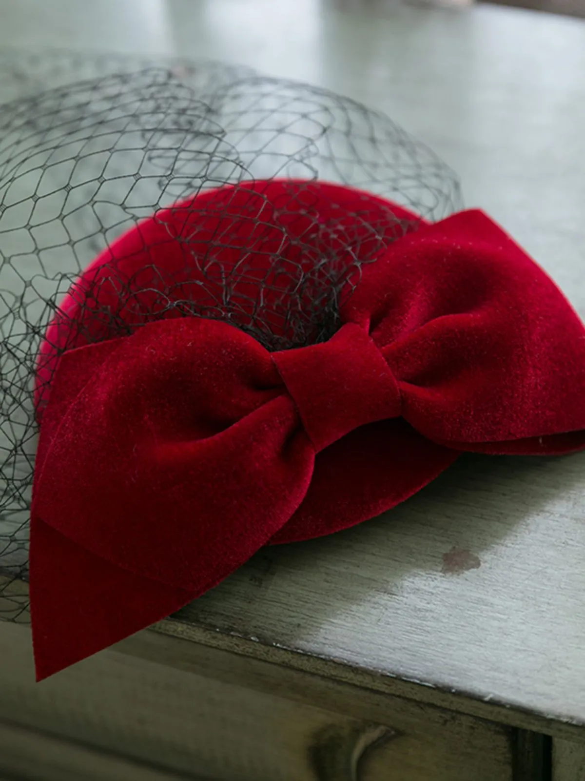 Retro Wine Red Bowknot Fascinator sold by Retro Stage