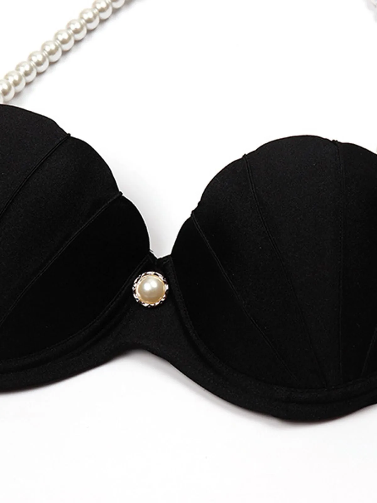 Black 1960s Shell Pearl Halter Bikini Set sold by Retro Stage product image thumbnail 3