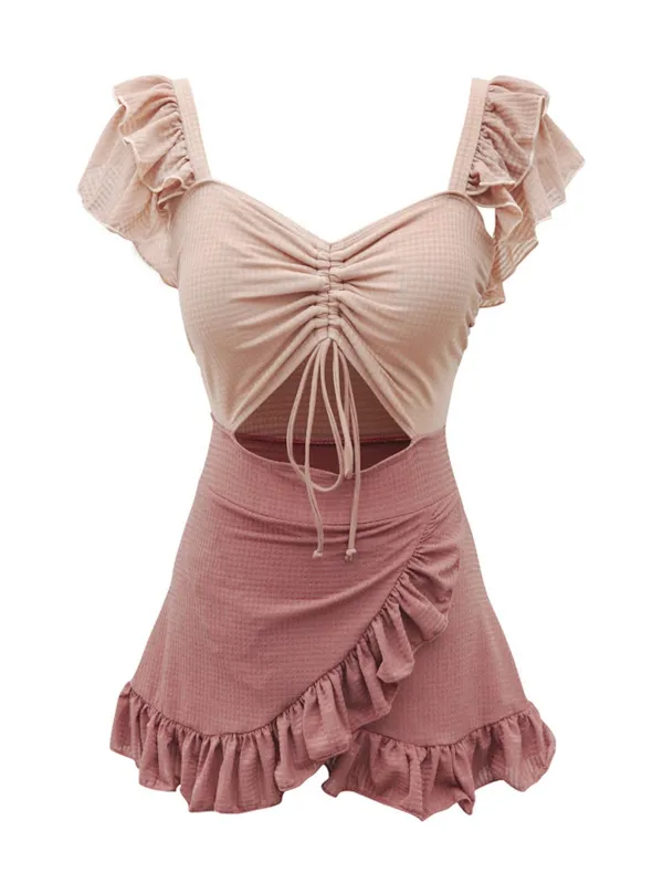 Retro 1940s Ruffled Keyhole Swimsuit sold by Retro Stage