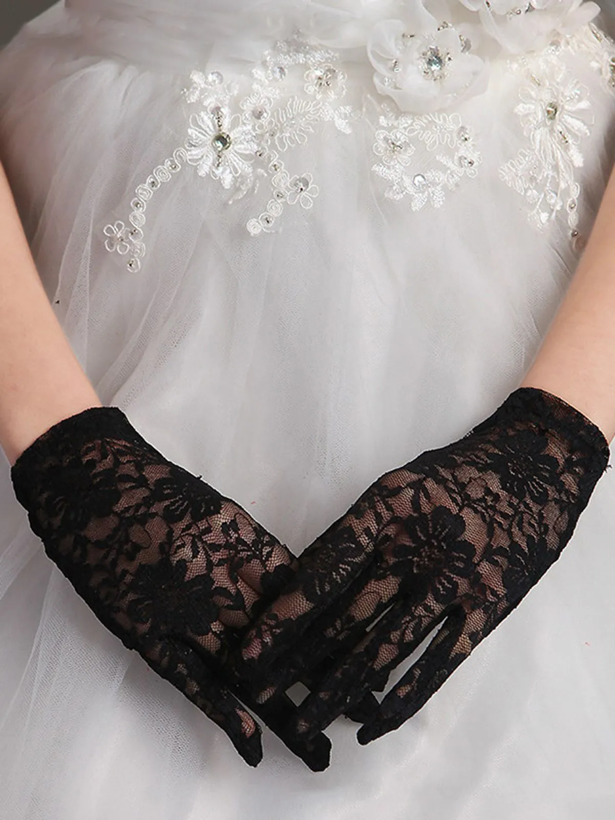 Retro Floral Lace Sheer Gloves sold by Retro Stage
