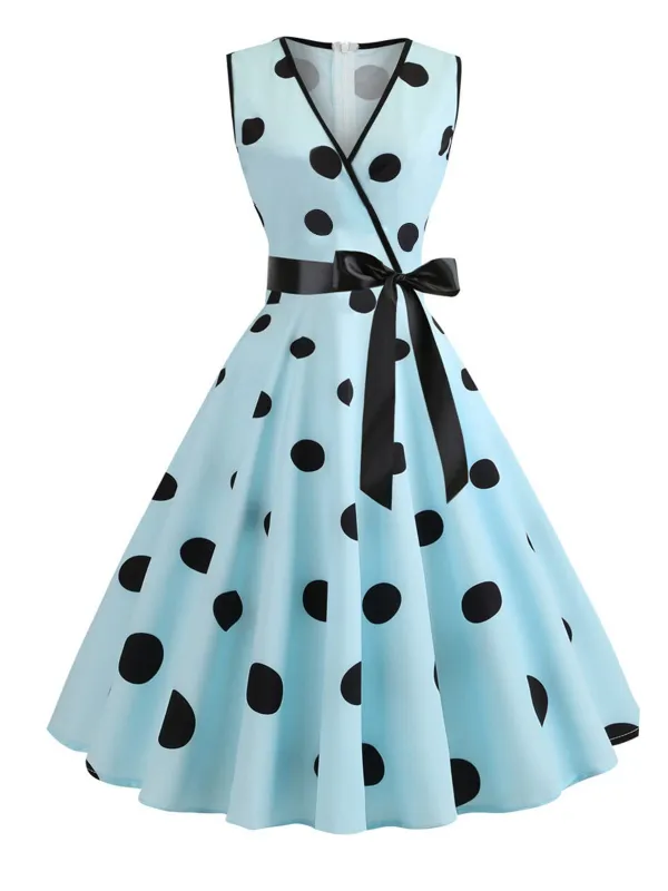 1950s Bow Polka Dot Swing Dress sold by Retro Stage
