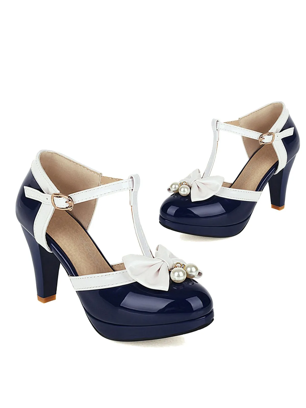 Retro T-Strap Bow High Heel Shoes sold by Retro Stage product image thumbnail 3