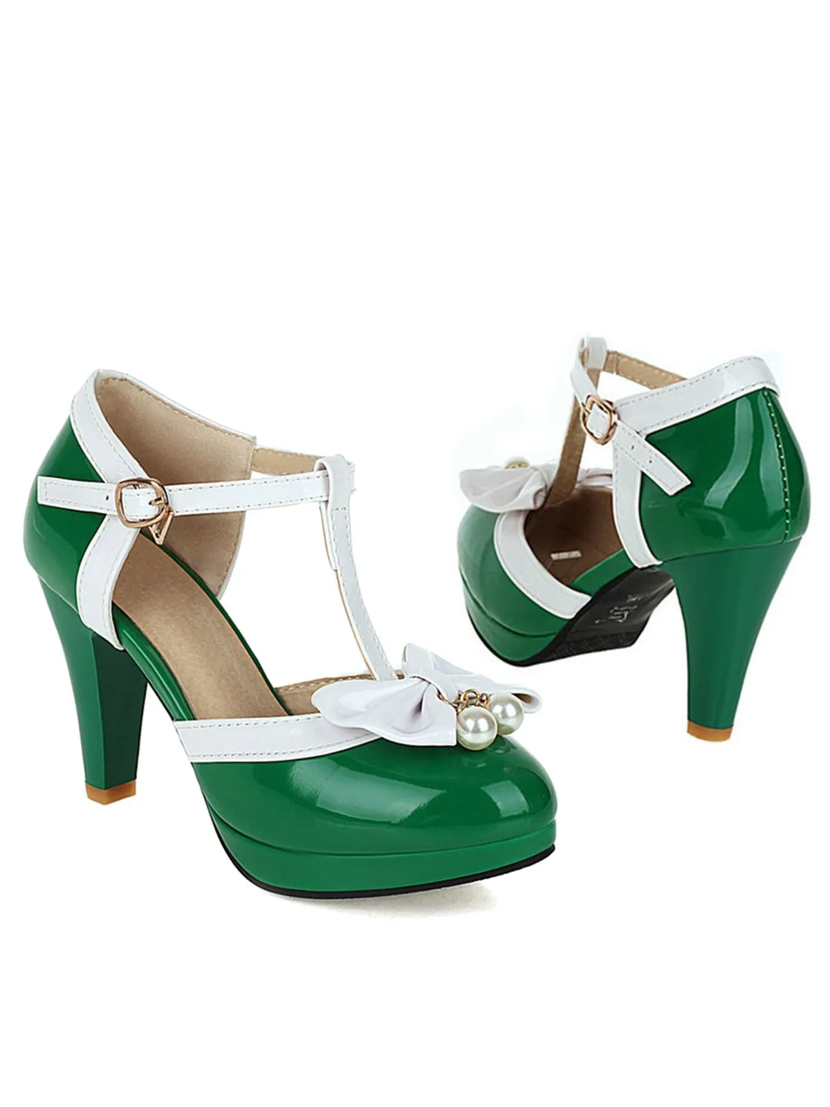 Retro T-Strap Bow High Heel Shoes sold by Retro Stage product image thumbnail 3