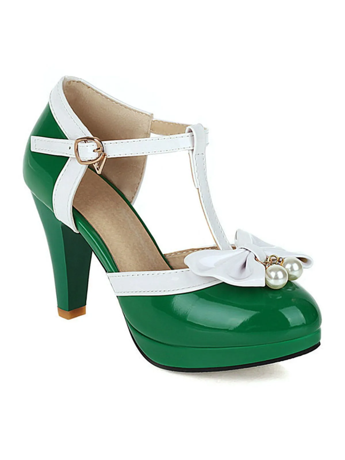 Retro T-Strap Bow High Heel Shoes sold by Retro Stage product image thumbnail 2