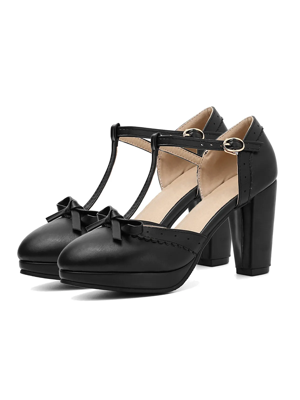 Retro Bow T-Strap High Heels Shoes sold by Retro Stage product image thumbnail 3