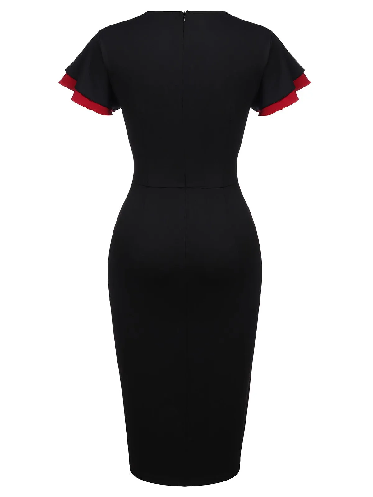 Black 1960s Button Slit Bodycon Dress sold by Retro Stage product image thumbnail 2