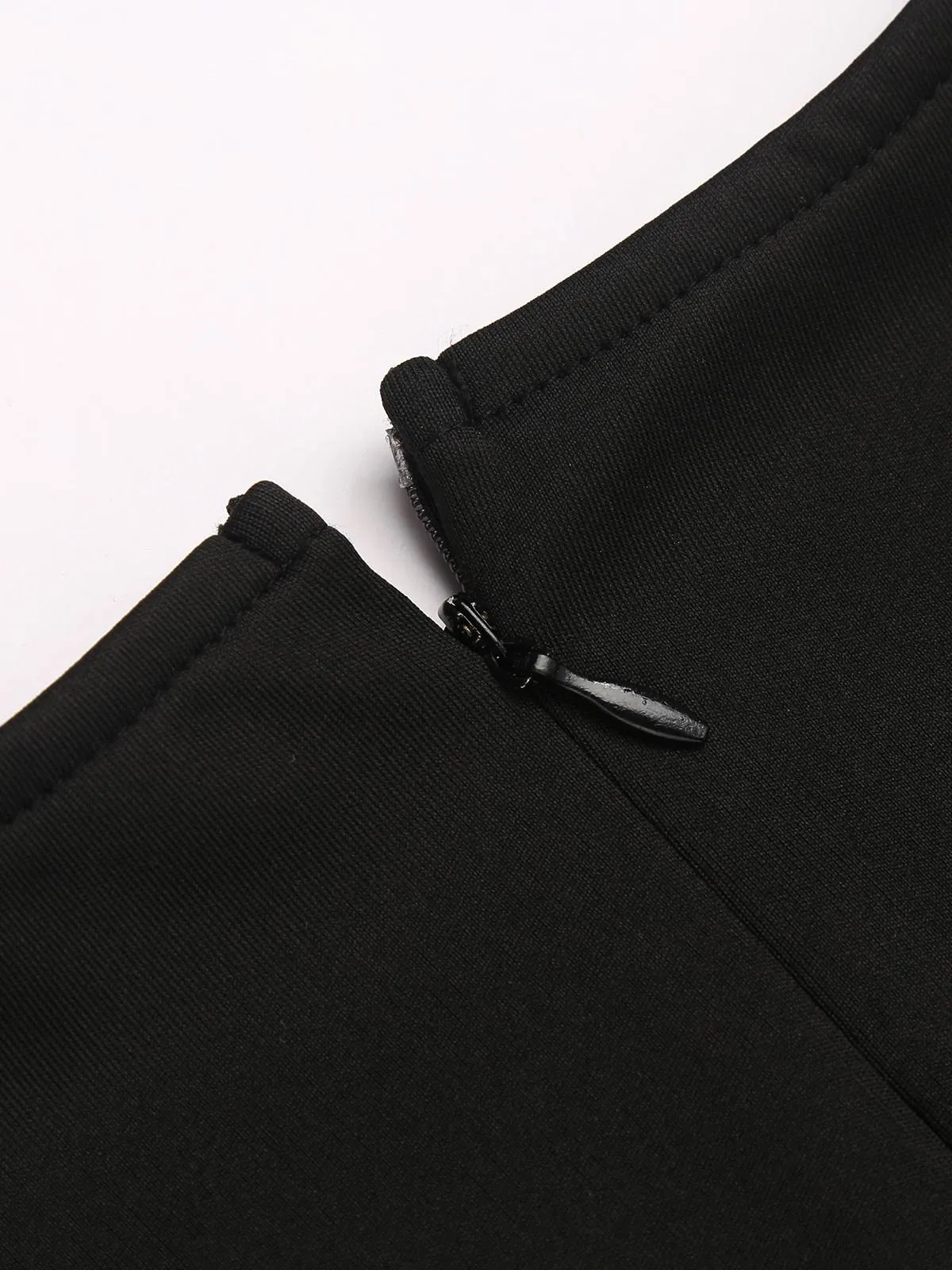 Black 1960s Button Slit Bodycon Dress sold by Retro Stage product image thumbnail 3