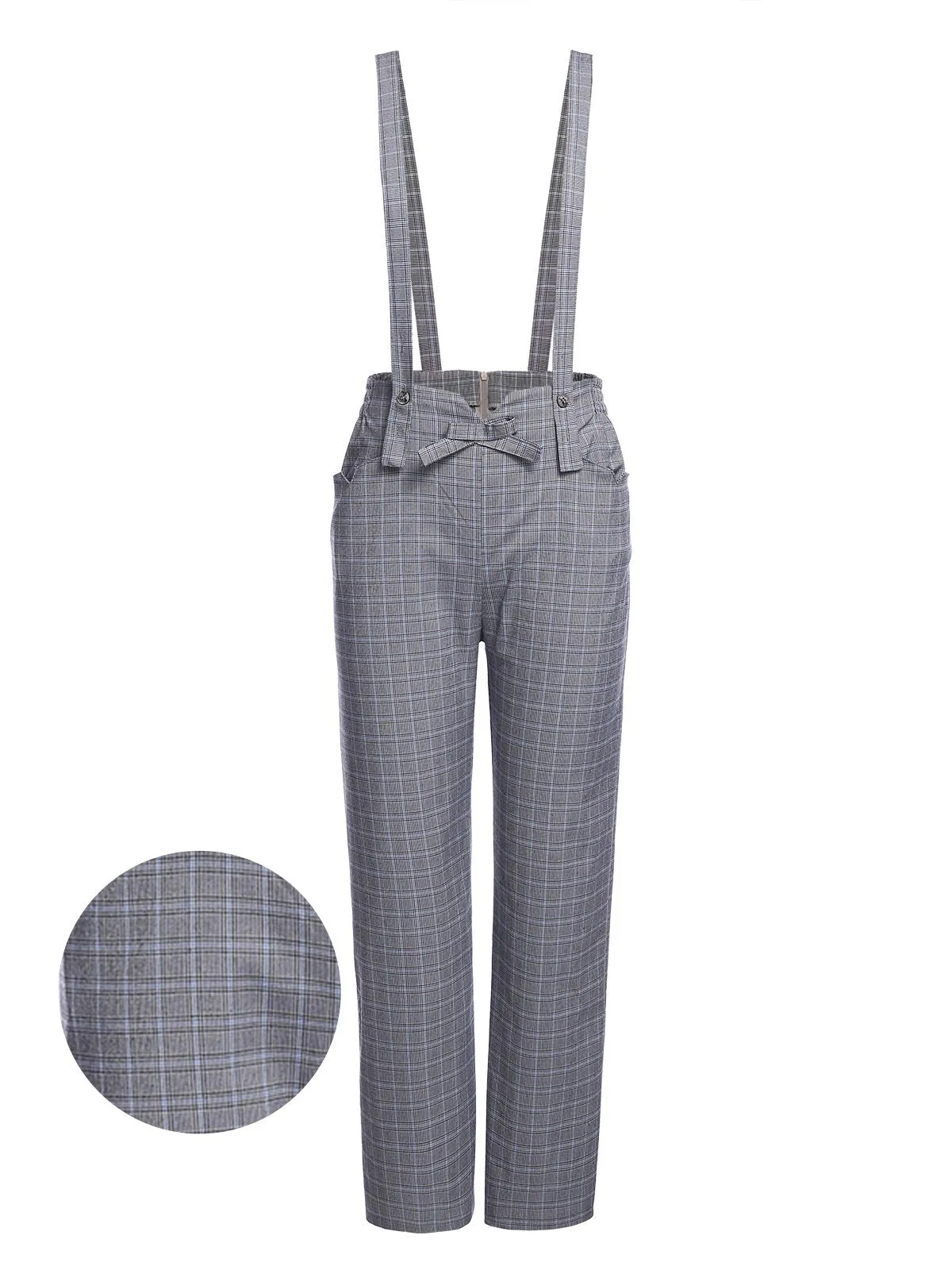 Gray 1950s Plaids Suspender Pants sold by Retro Stage