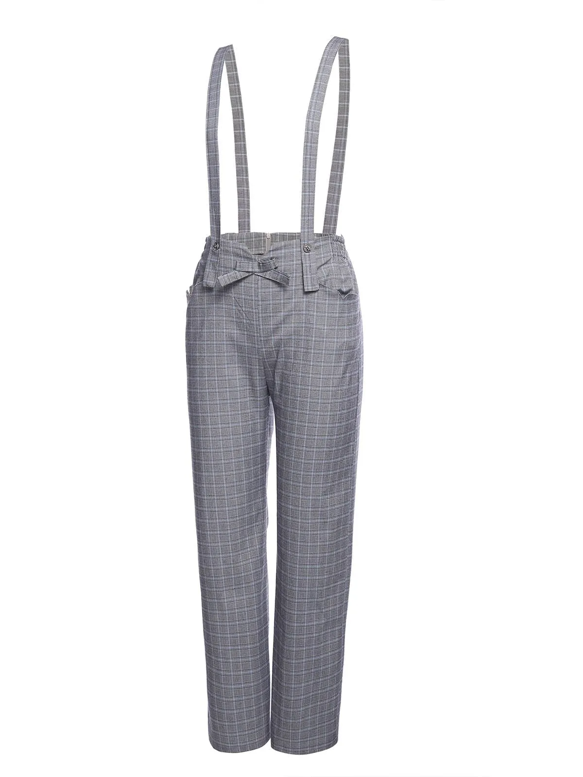 Gray 1950s Plaids Suspender Pants sold by Retro Stage product image thumbnail 3