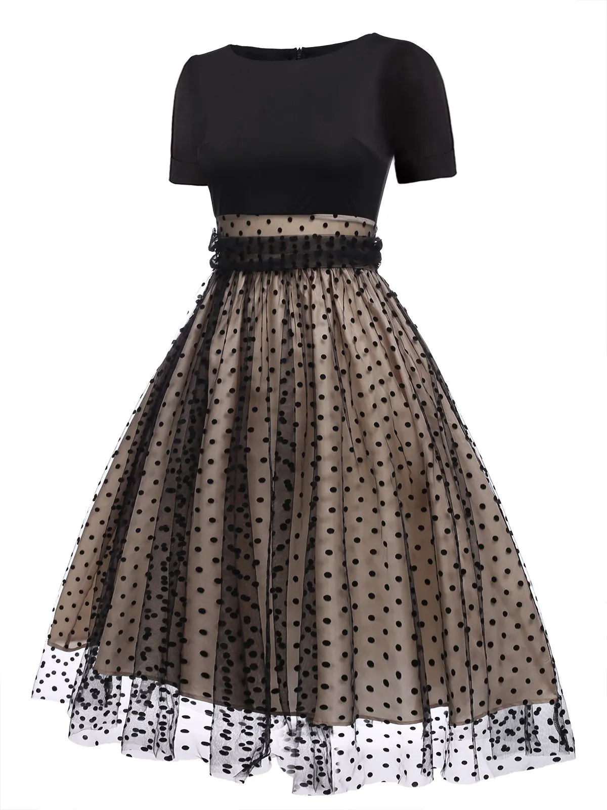 Black 1950s Polka Dot Swing Vintage Dress sold by Retro Stage product image thumbnail 3