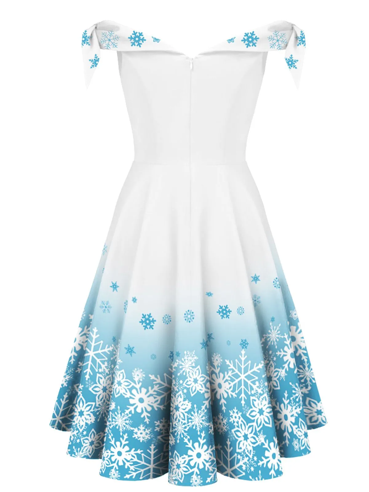 White 1950s Off Shoulder Snowflake Dress sold by Retro Stage product image thumbnail 3