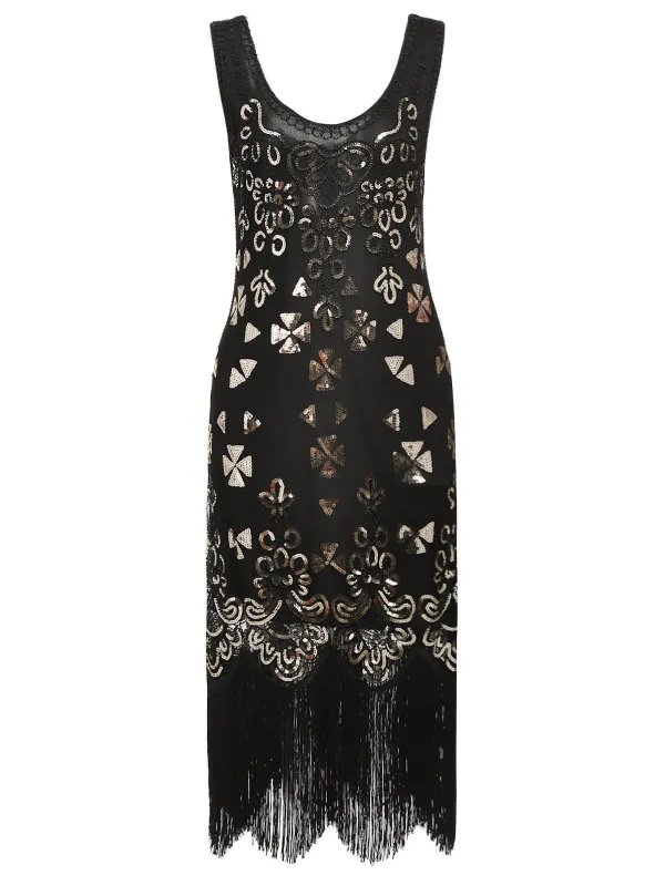 [US Warehouse] Gold 1920s Sequin Flapper Dress sold by Retro Stage