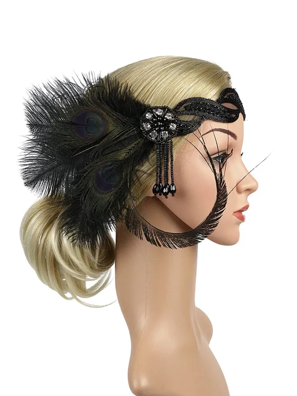 [US Warehouse] 1920s Feather Sequin Headband sold by Retro Stage