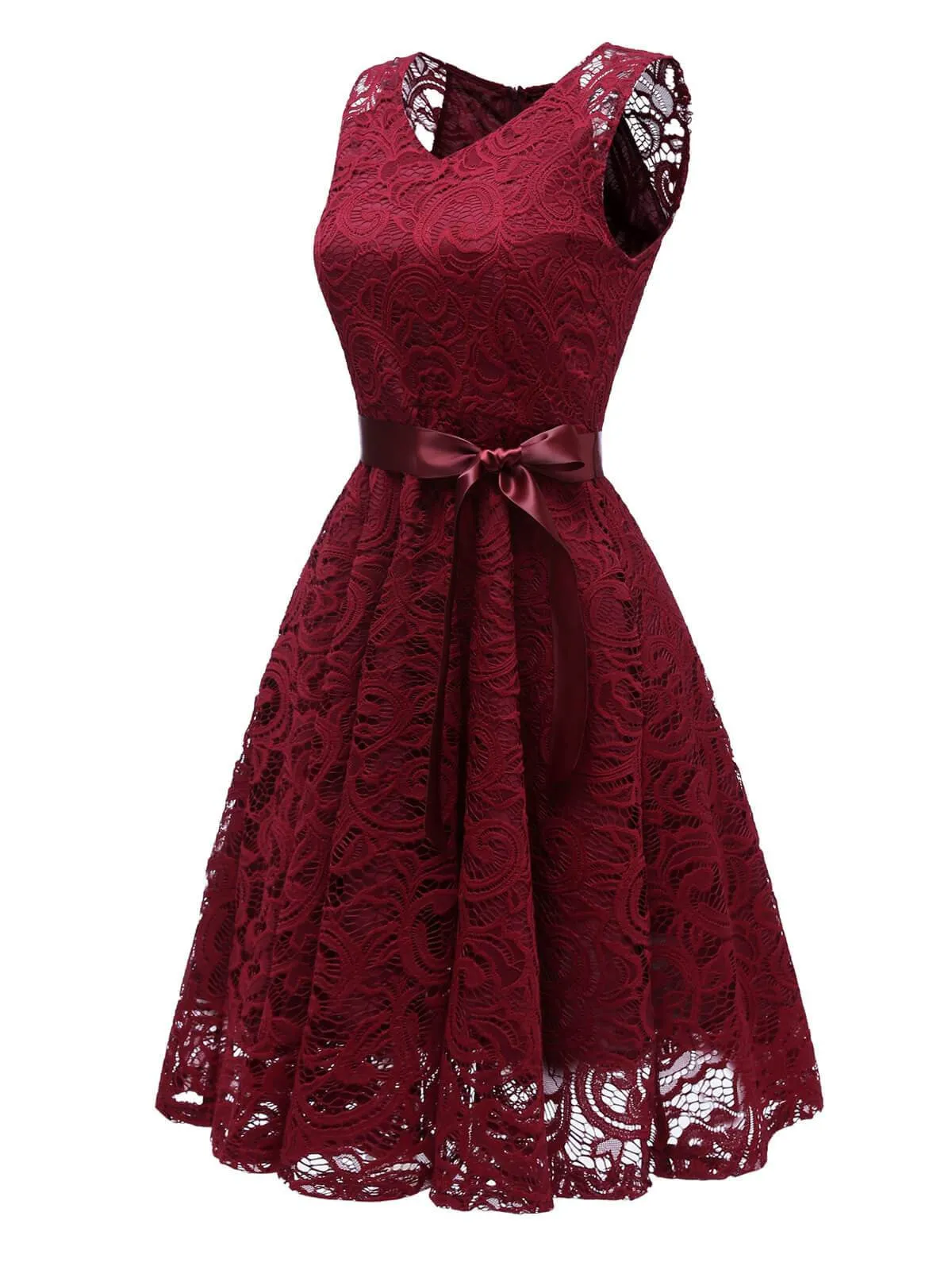 1950s Lace V Neck Bow Dress sold by Retro Stage product image thumbnail 2