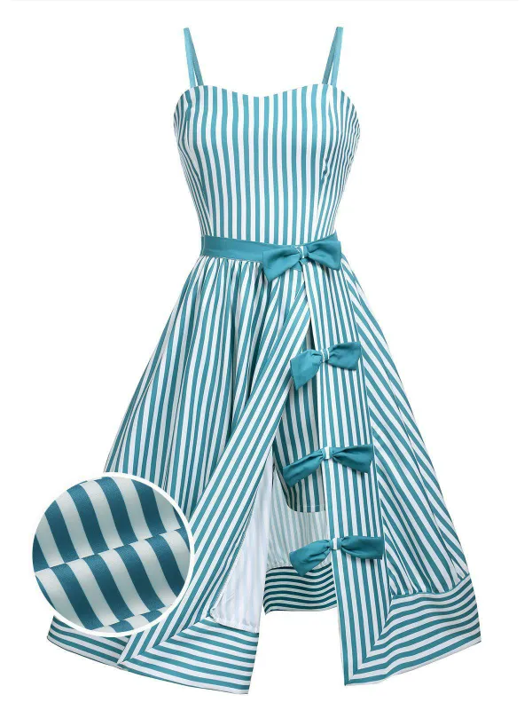 Turquoise 1950s Stripes Romper & Skirt sold by Retro Stage