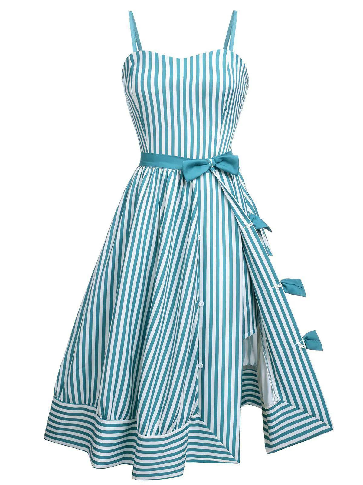 Turquoise 1950s Stripes Romper & Skirt sold by Retro Stage product image thumbnail 3