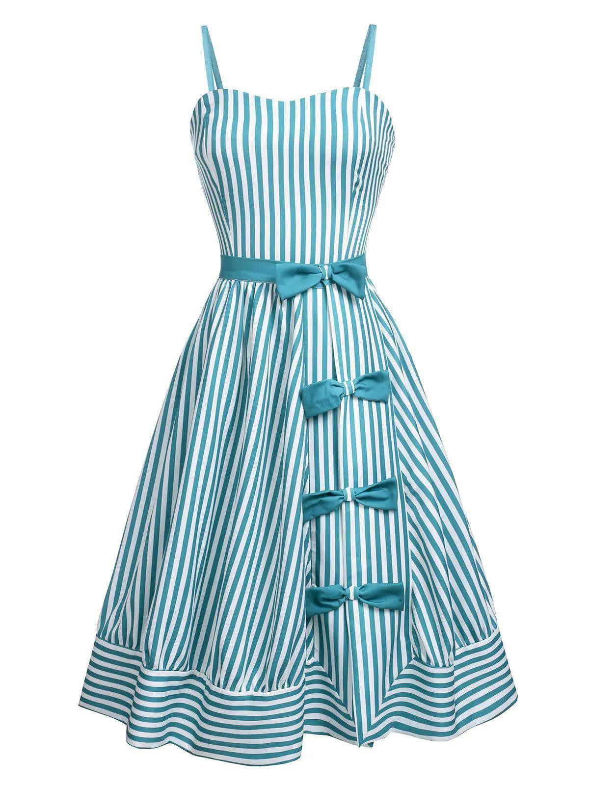 Turquoise 1950s Stripes Romper & Skirt sold by Retro Stage product image thumbnail 4