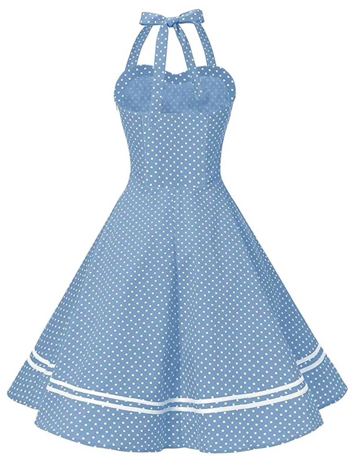 Blue 1950s Polka Dot Halter Swing Dress sold by Retro Stage product image thumbnail 4