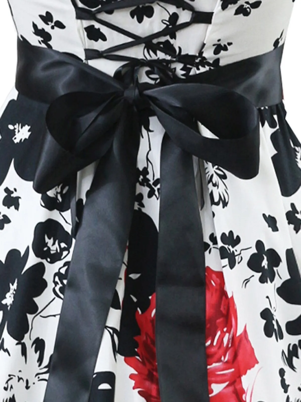 White 1950s Floral Halter Swing Dress sold by Retro Stage product image thumbnail 3