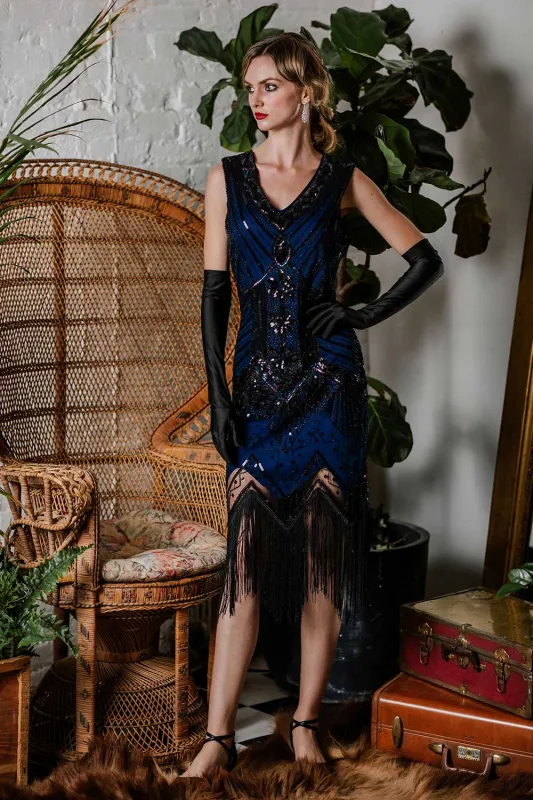 [US Warehouse] Blue 1920s Sequined Flapper Dress sold by Retro Stage
