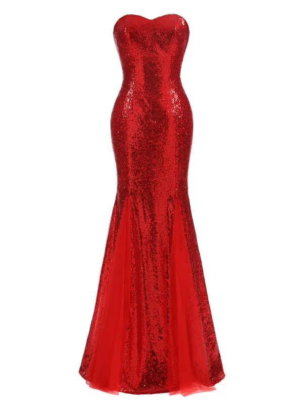 1930s Vintage Sequin Strapless Dress sold by Retro Stage