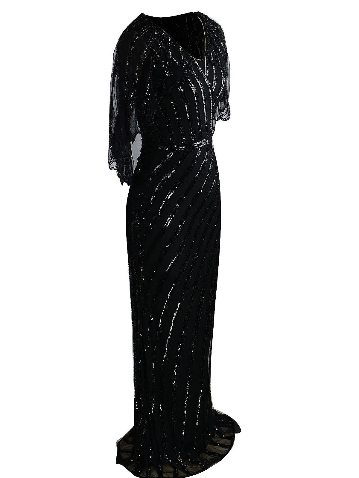 1920s Mesh Sequined Cape Maxi Dress sold by Retro Stage product image thumbnail 3